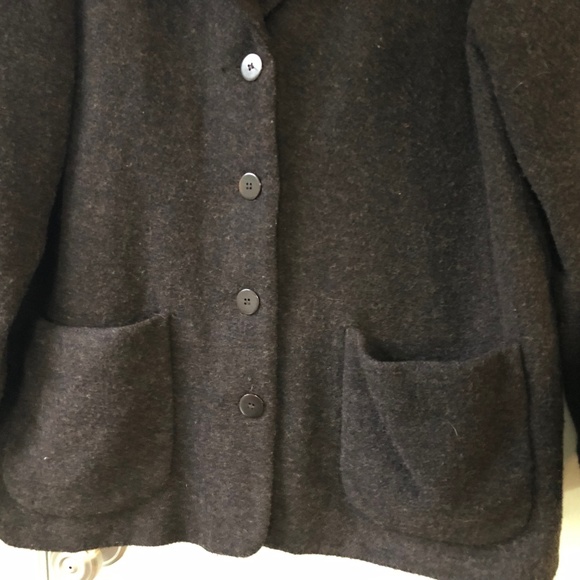 Eileen Fisher Blazer Coat Wool Brown M Boxy - Picture 2 of 7